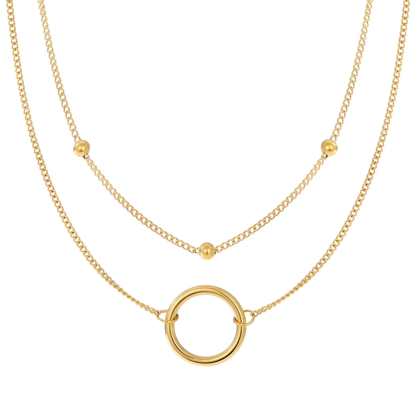 Circle Gold Bead Necklace