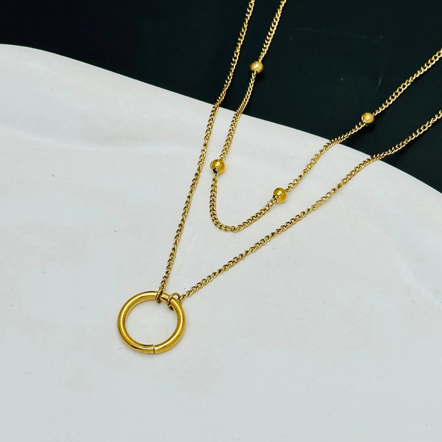 Circle Gold Bead Necklace