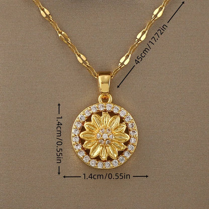 Golden Flower Zircon Necklace