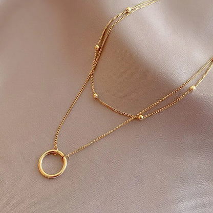 Circle Gold Bead Necklace