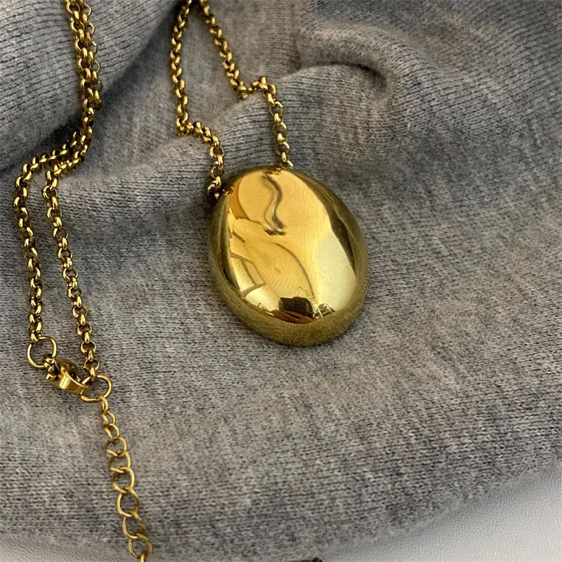 Oval Water Drop Pendant Necklace