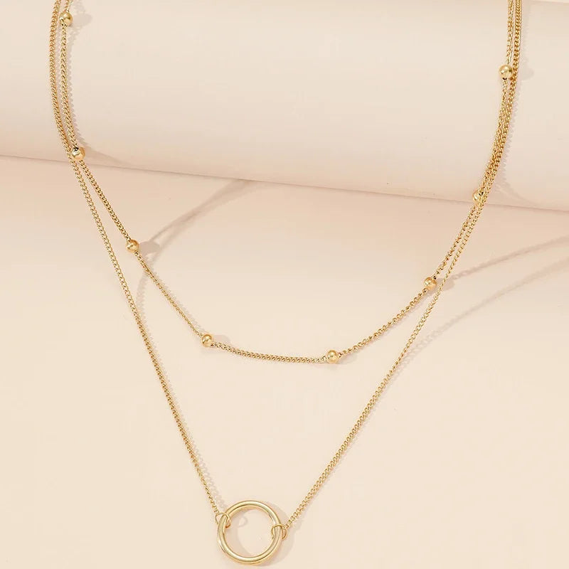 Circle Gold Bead Necklace