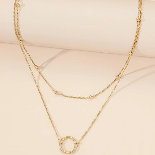 Circle Gold Bead Necklace