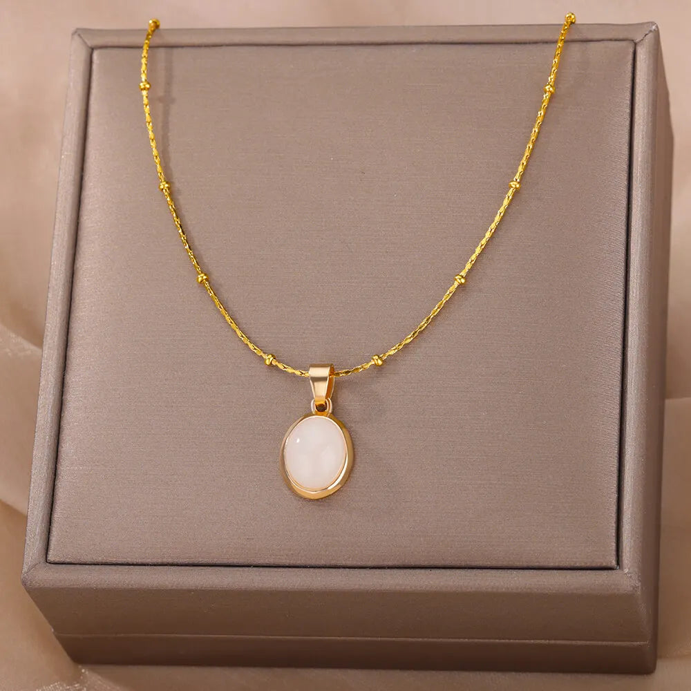 Oval Opal Necklace