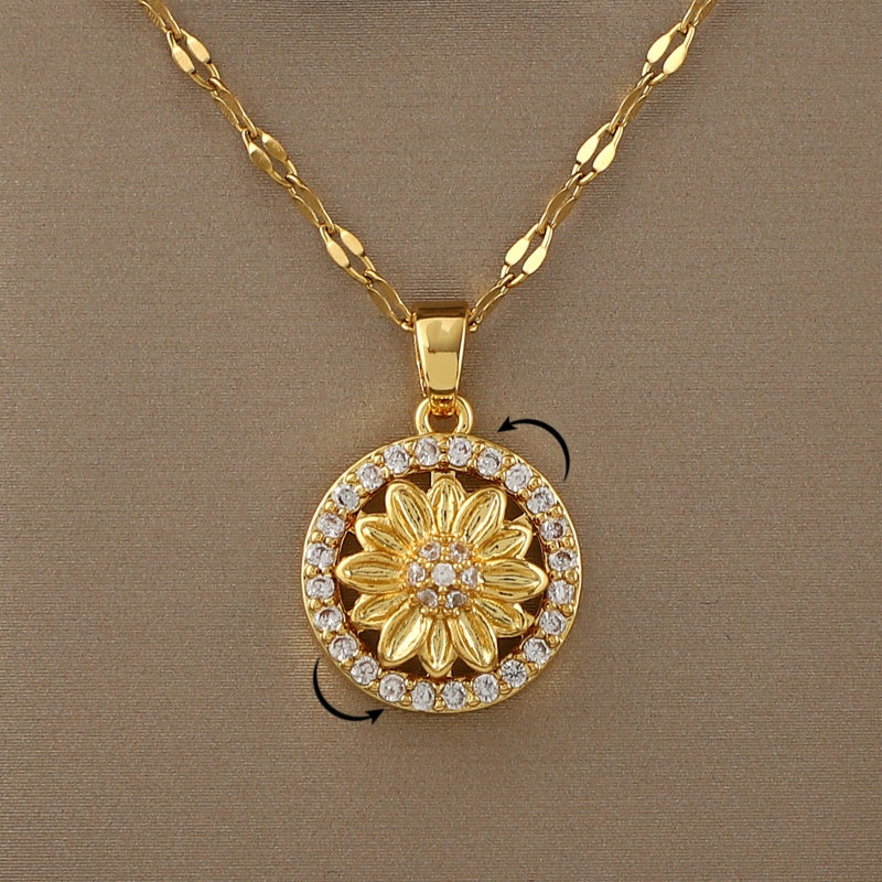 Golden Flower Zircon Necklace