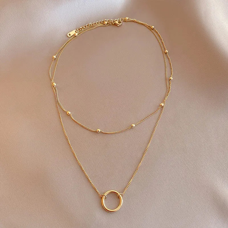 Circle Gold Bead Necklace