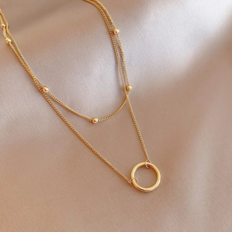 Circle Gold Bead Necklace