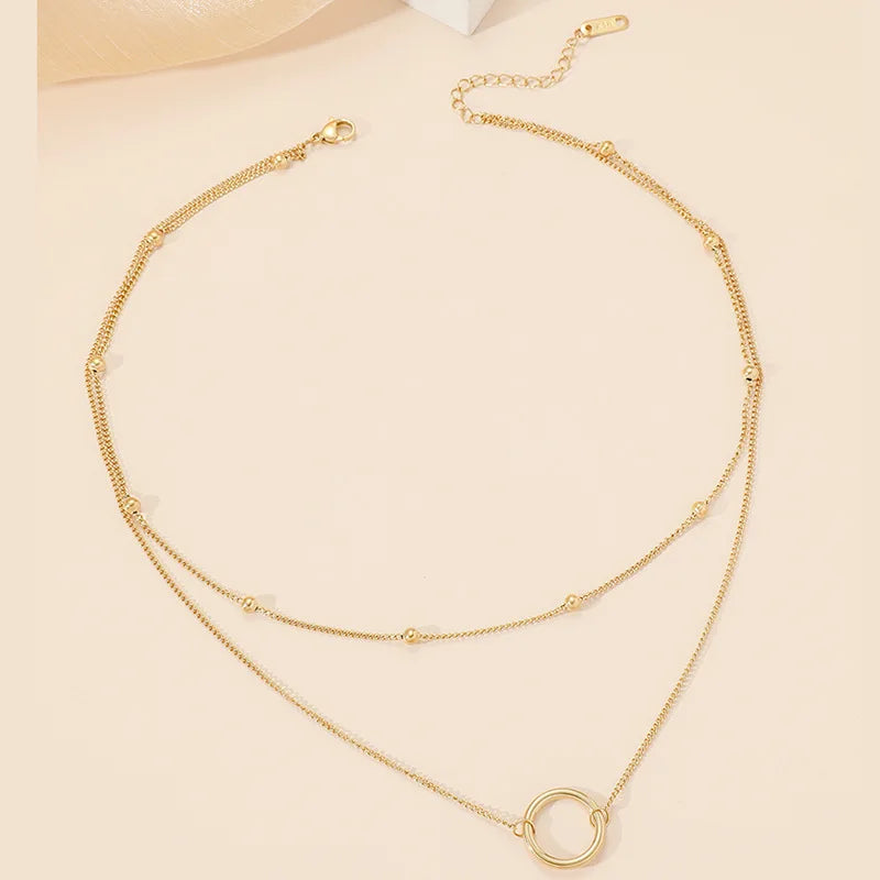 Circle Gold Bead Necklace