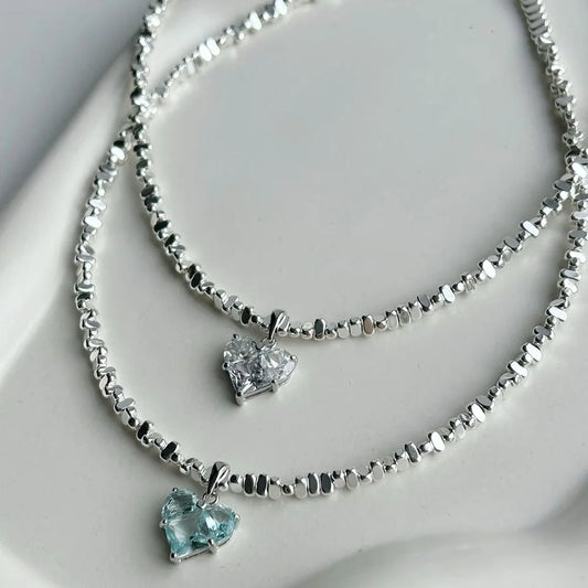 Beads Chain Crystal Heart Necklace