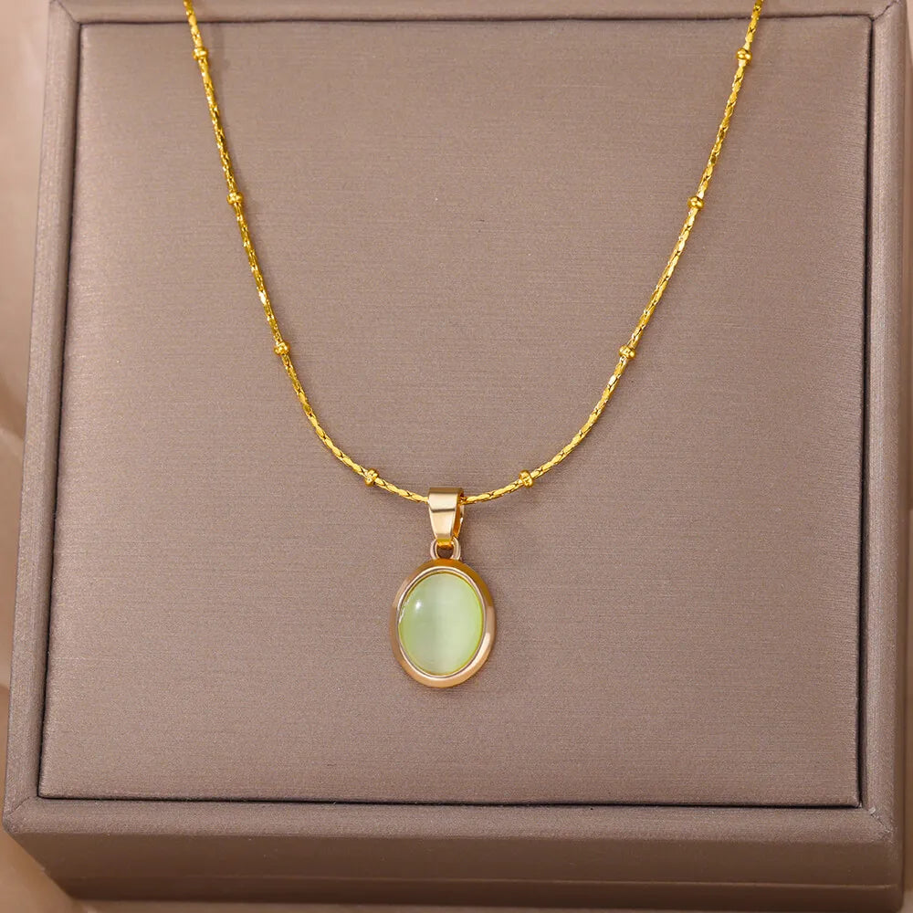 Oval Opal Necklace