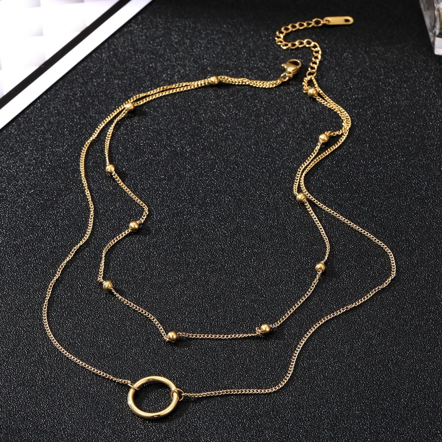 Circle Gold Bead Necklace