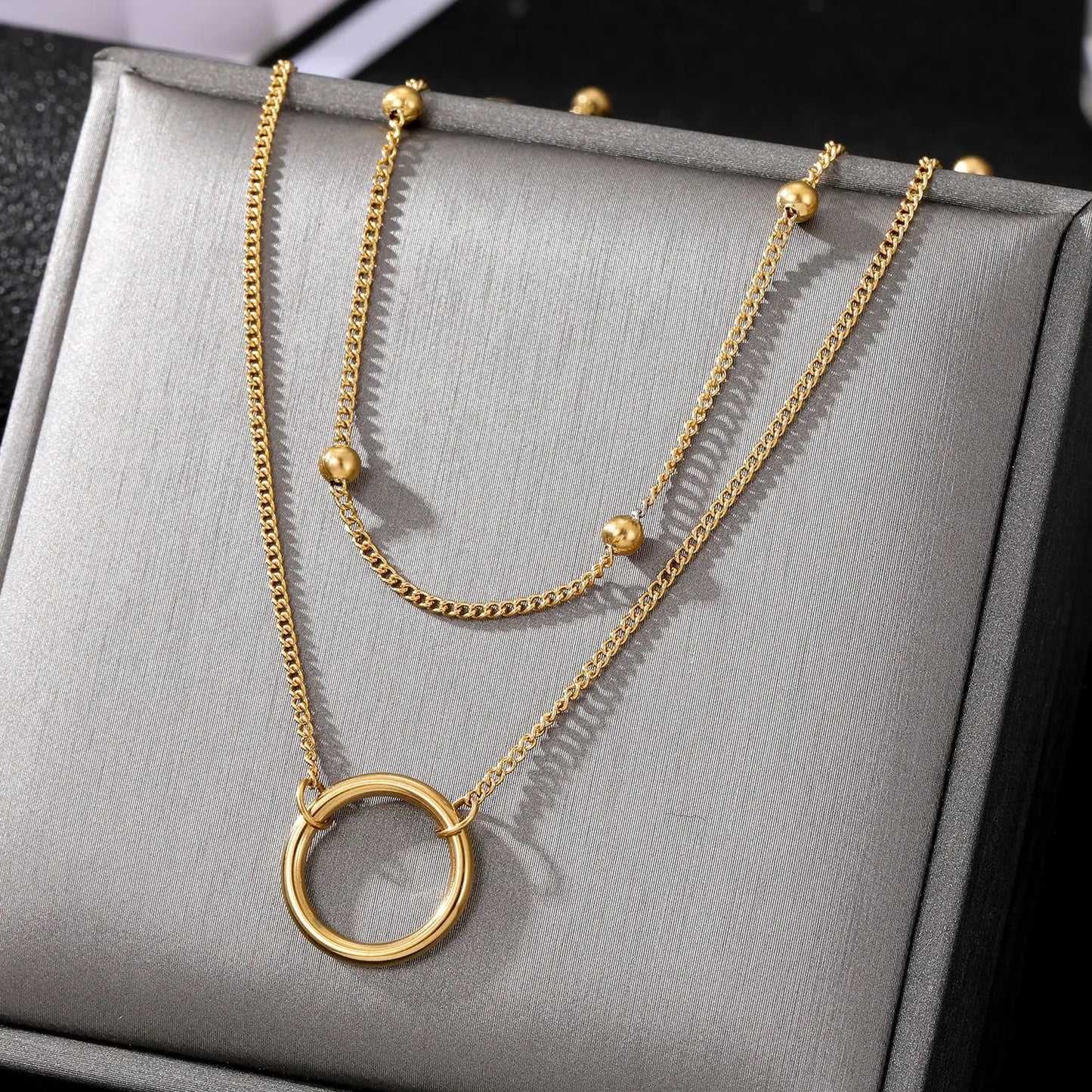 Circle Gold Bead Necklace