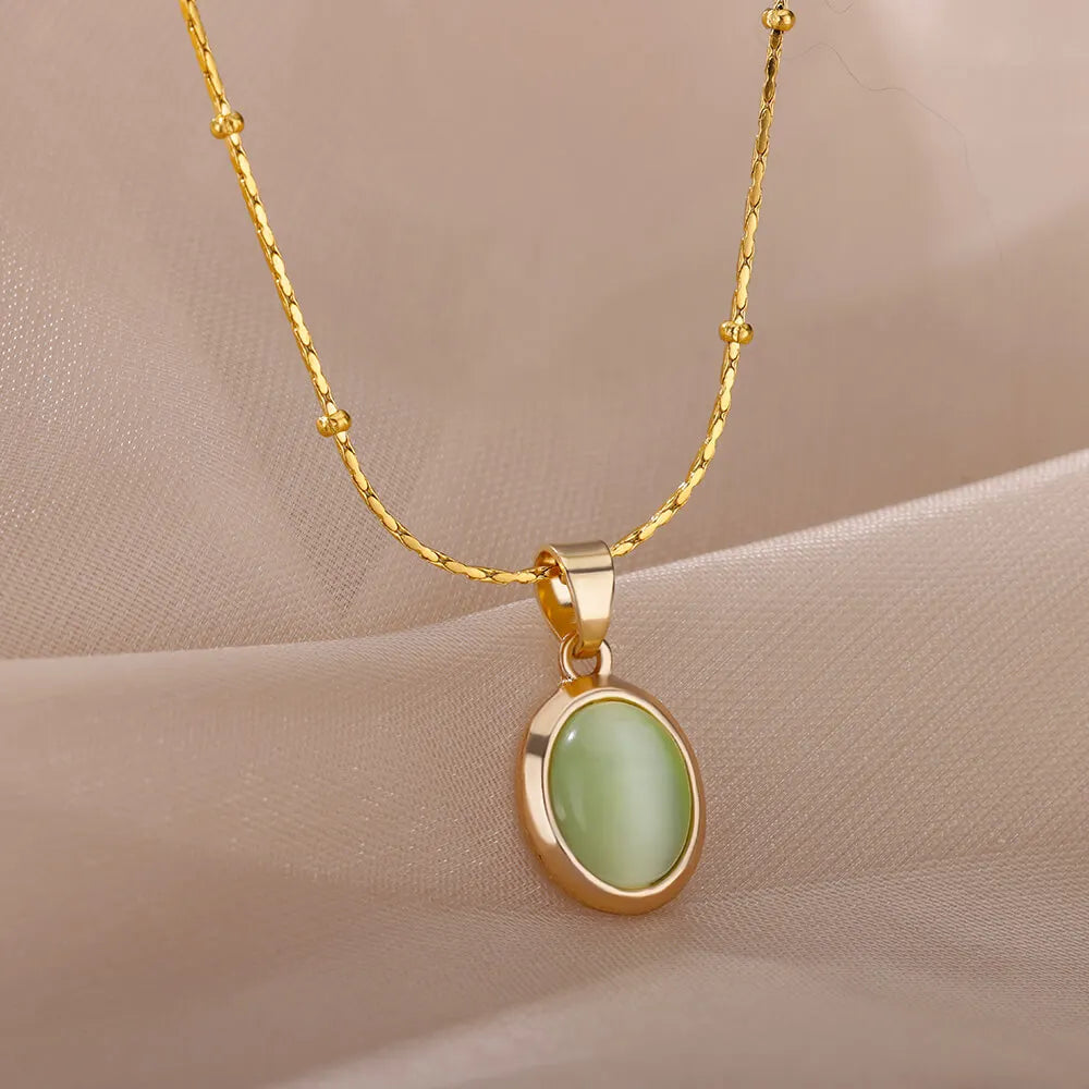 Oval Opal Necklace